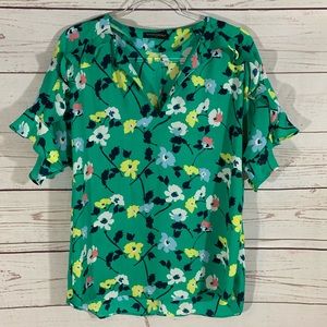 Banana Republic Ruffle Sleeve Floral Print Blouse